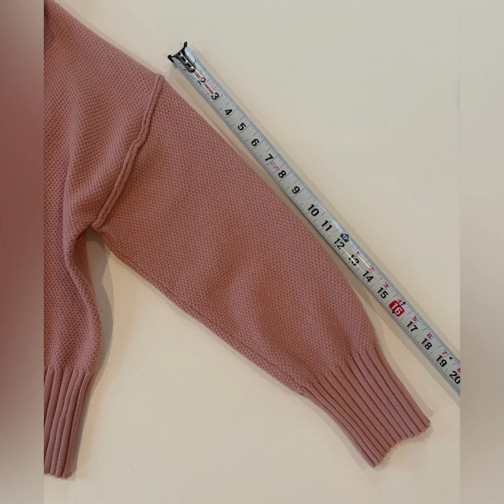 Merokeety Blush Pink Exposed Hem Sleeve Ribbed Stretchy Button-Up Cardigan Large - Picture 6 of 15